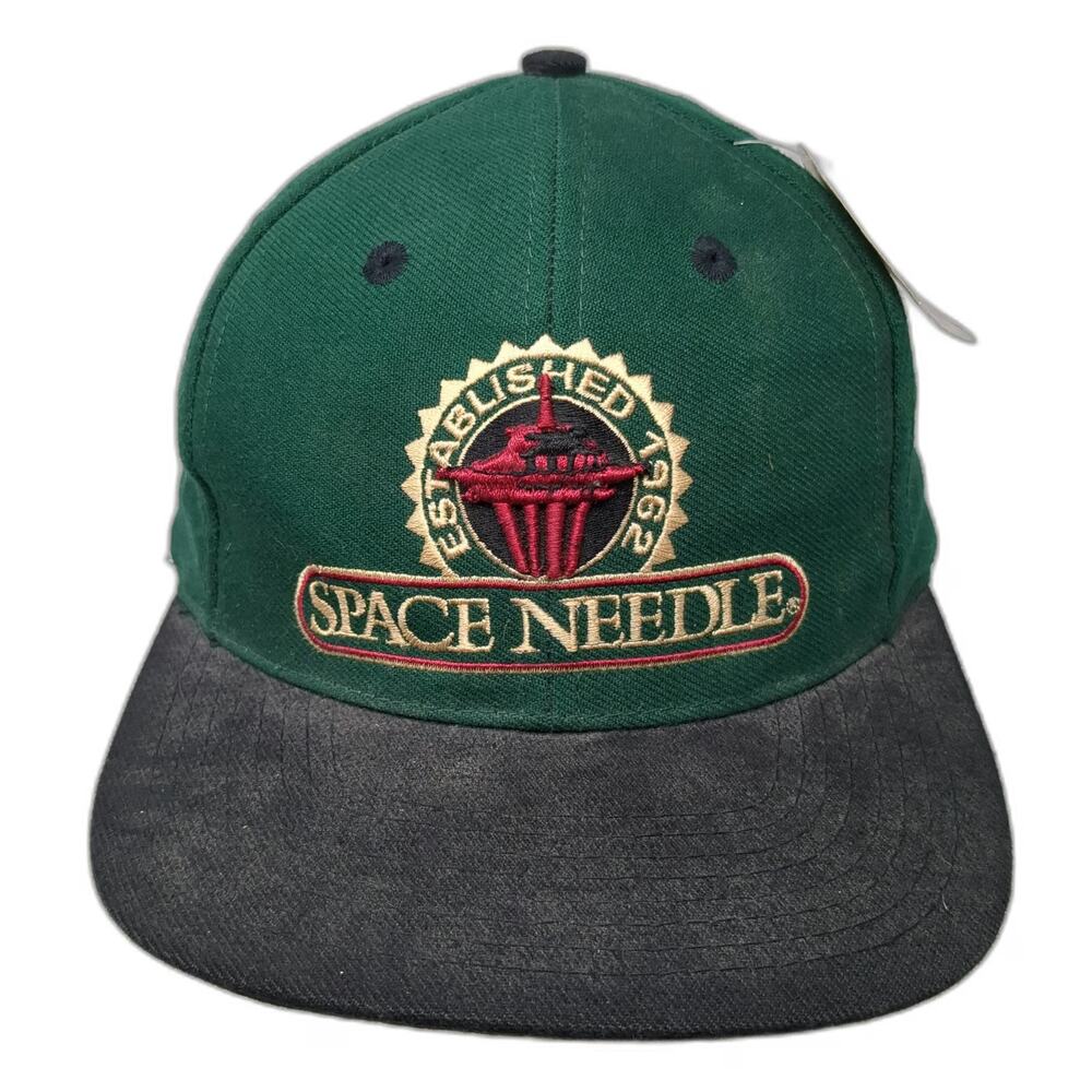 Ahead Space Needle Seattle Established 1962 Hat Green Black Snapback One Size